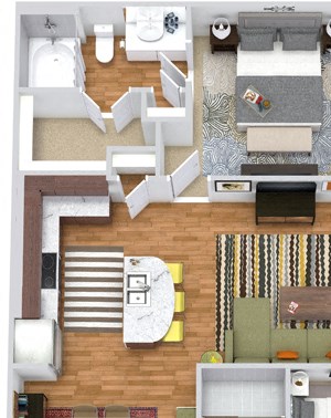 The Sage 3D The Sage 3D. 2 bedroom apartment. Kitchen with island open to living/dinning rooms. 2 full bathrooms, shower stall in master. Walk-in closets. Patio/balcony.